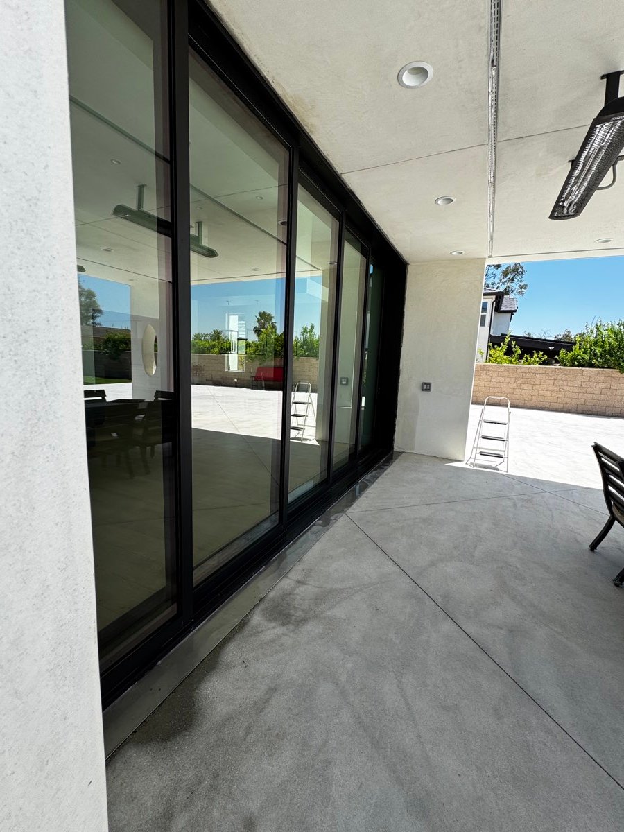 Reflective glass walkway and skylight cleaned to a streak-free finish