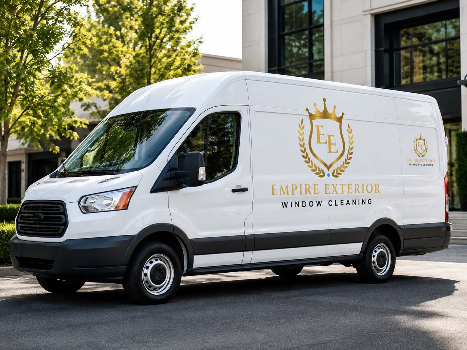 Empire Exterior branded service van parked at a job site